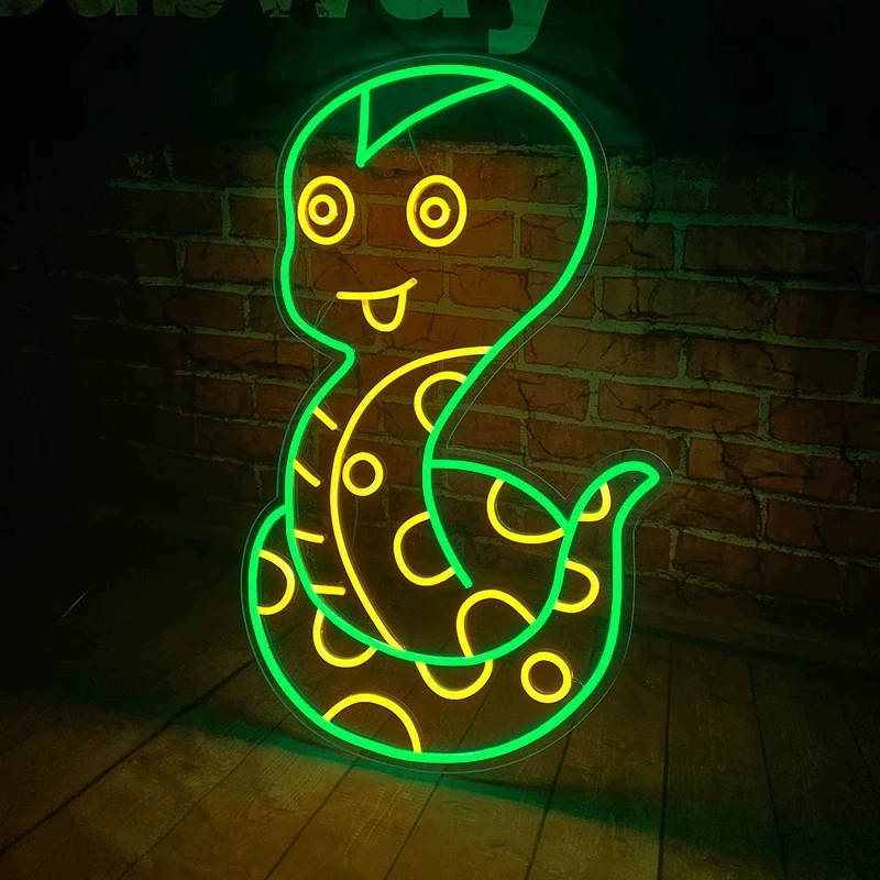 Cute Snake LED Neon Sign Cartoon Animal Neon Light for Kids Room Wall Decor
