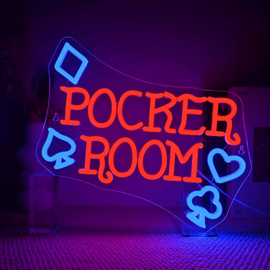 Poker Room LED Neon Sign Casino Wall Light for Game Room Bar Decor