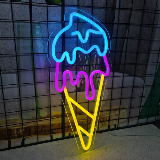 Colorful Ice Cream LED Neon Sign Multi Color Dessert Light for Cafe Shop Wall Decor