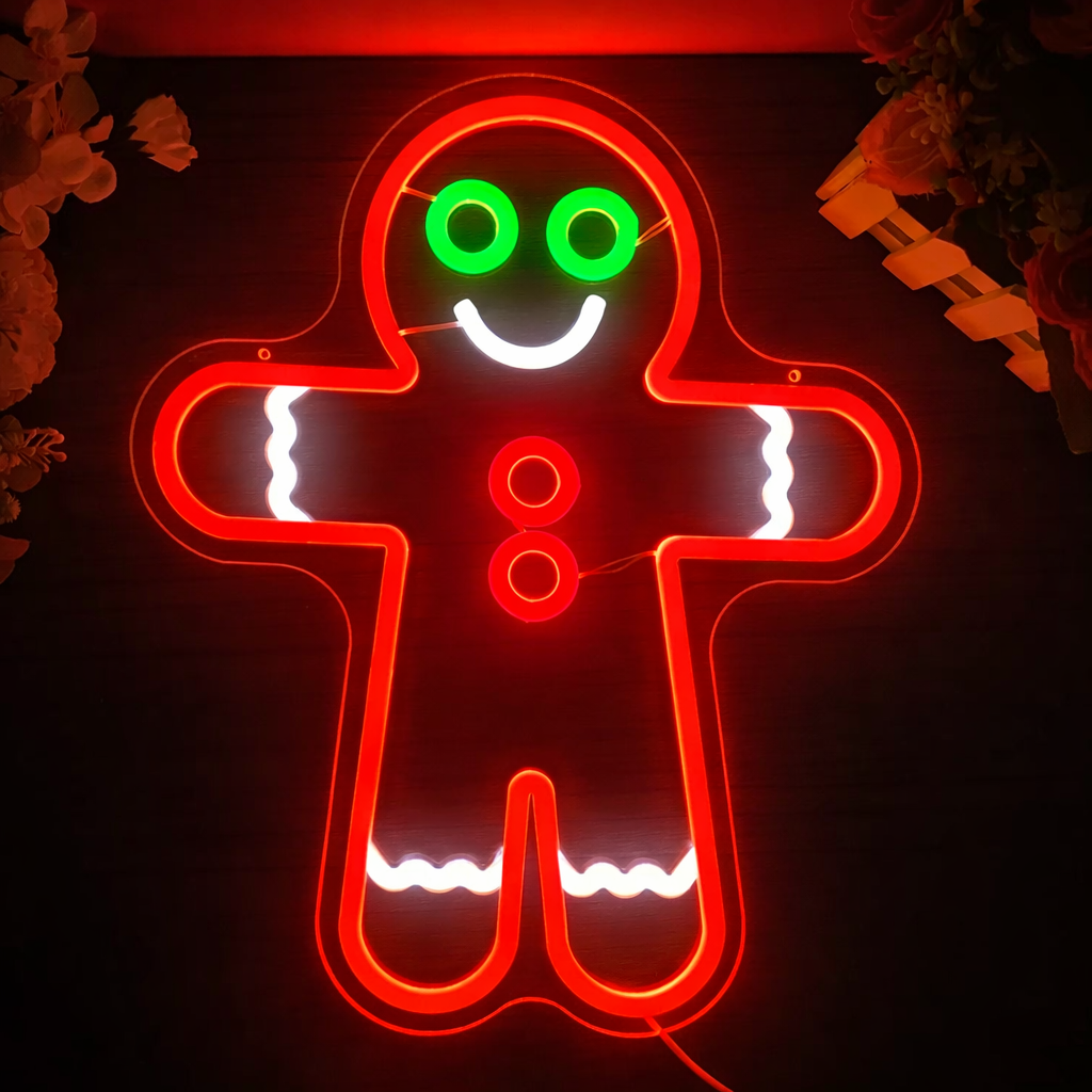LED Gingerbread Man Neon Sign for Christmas Decoration