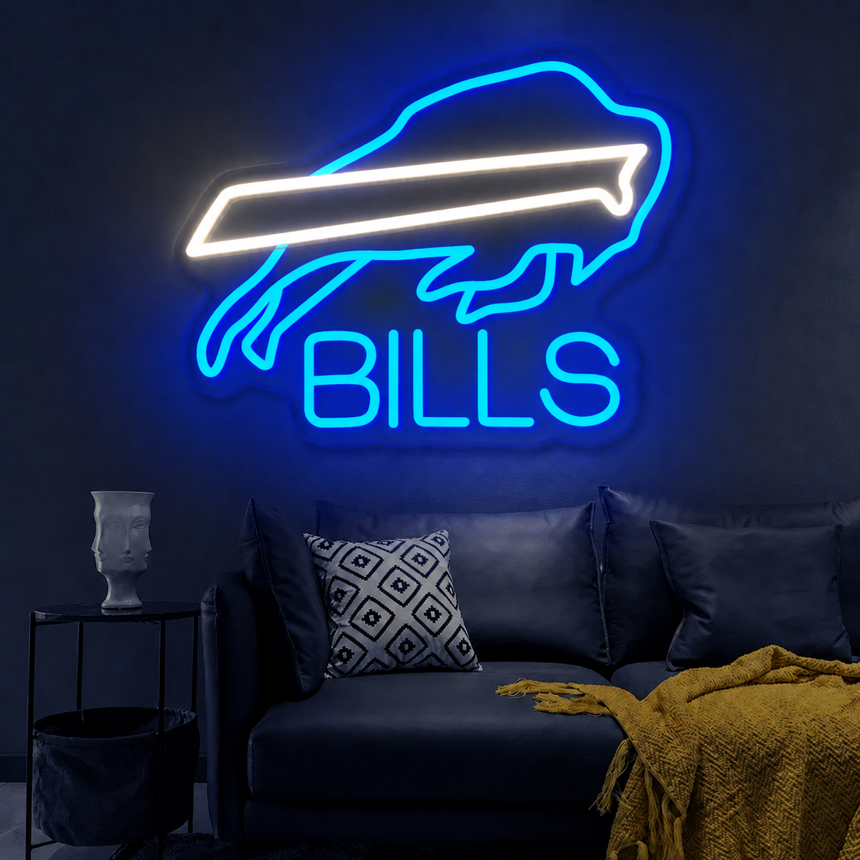 Buffalo Football LED Neon Sign Bills Style Neon Light Wall Decor for Bedroom Game Room Sports Fans