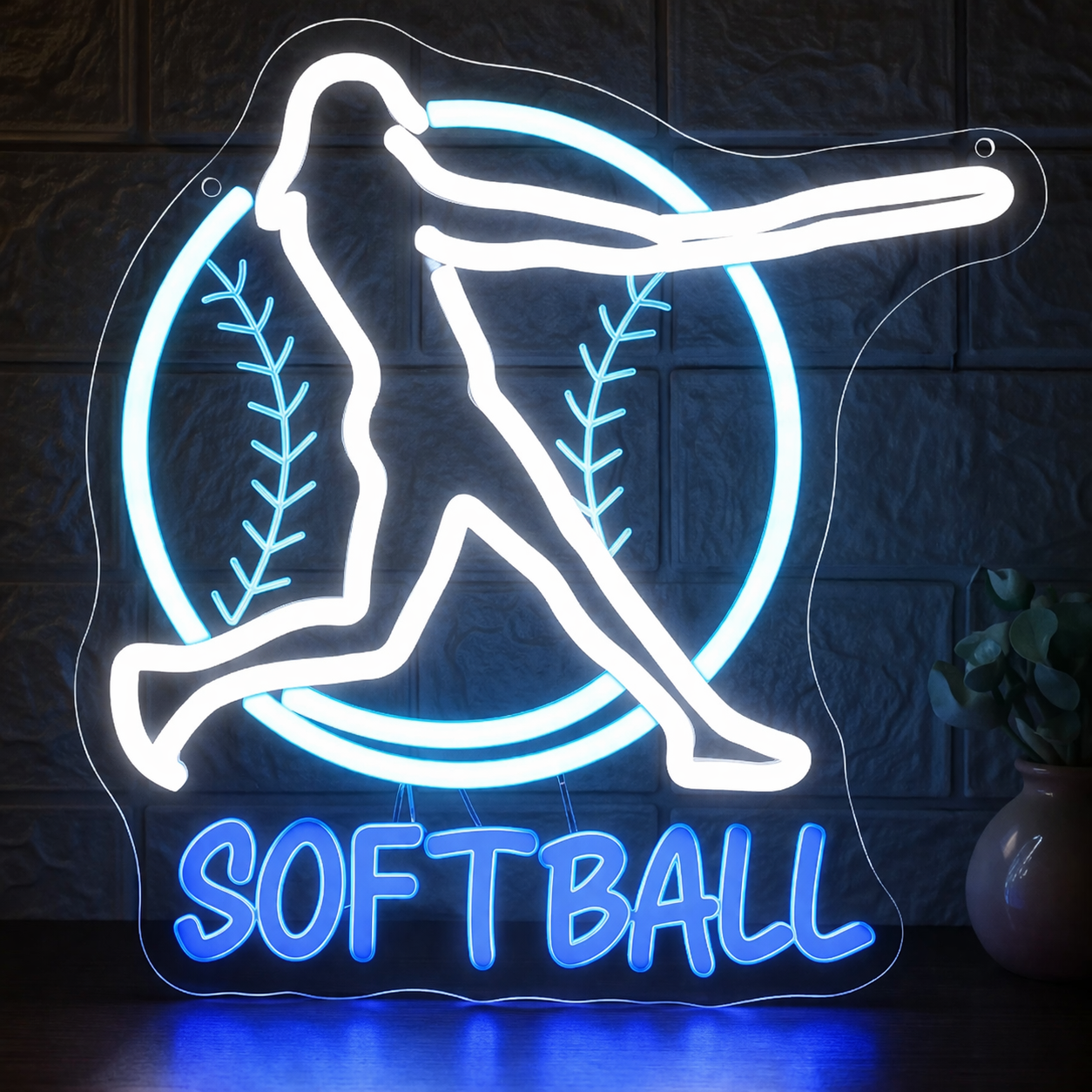 Softball LED Neon Sign Softball Player Neon Light for Room Sports Wall Decor