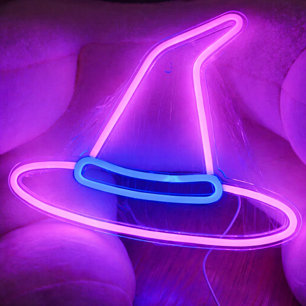 Witch Hat LED Neon Sign for Halloween Party Wall Decor
