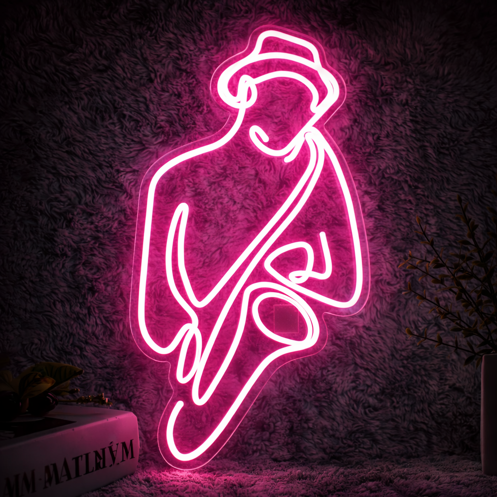 Jazz Musician LED Neon Sign Saxophone Player Neon Light for Bar Music Studio Wall Decor