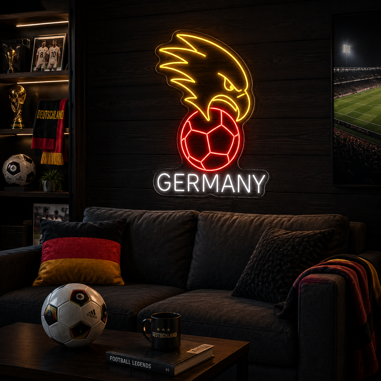 Germany Eagle Soccer Ball LED Neon Sign German Football Neon Light Wall Decor for Sports Bar Game Room