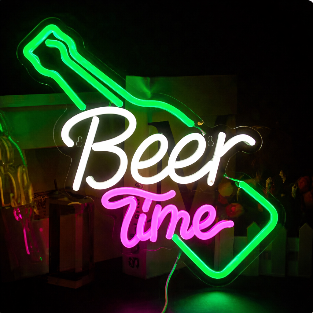 Beer Time LED Neon Sign Wall Decoration Bar Party Light