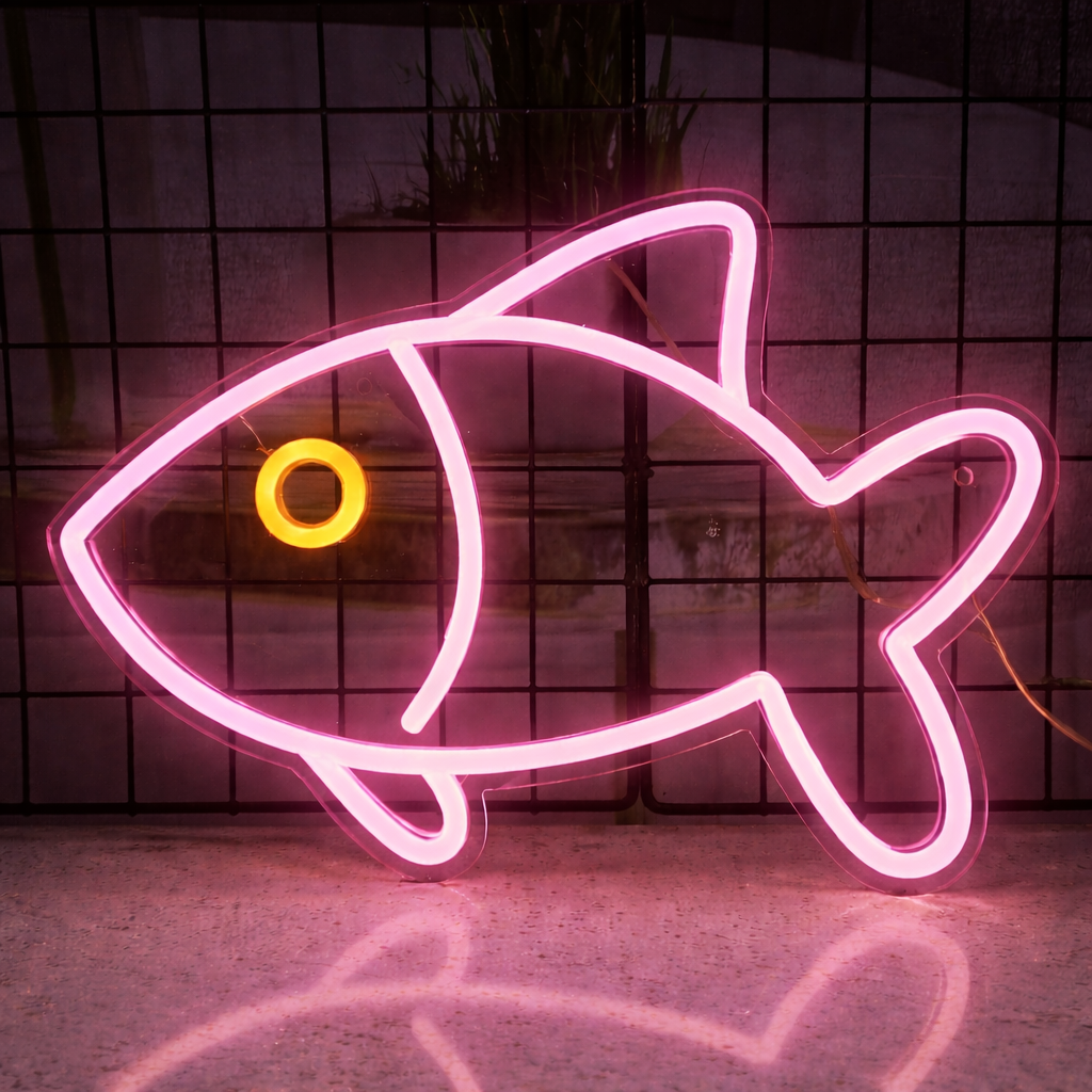 Minimalist Blue Fish LED Neon Sign for Bar Aquarium Wall Decor