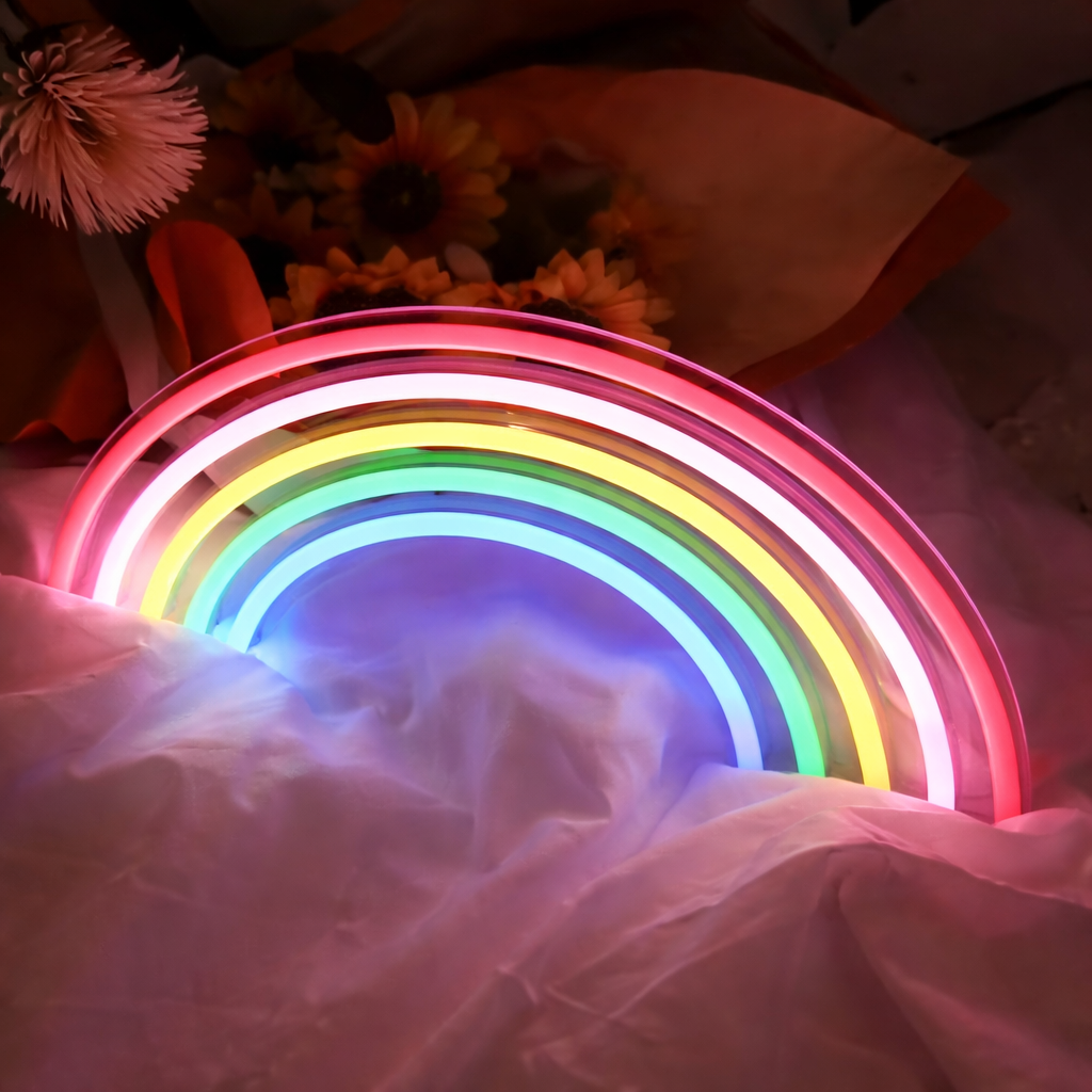 Rainbow LED Neon Sign for Bedroom Aesthetic Wall Decor Light