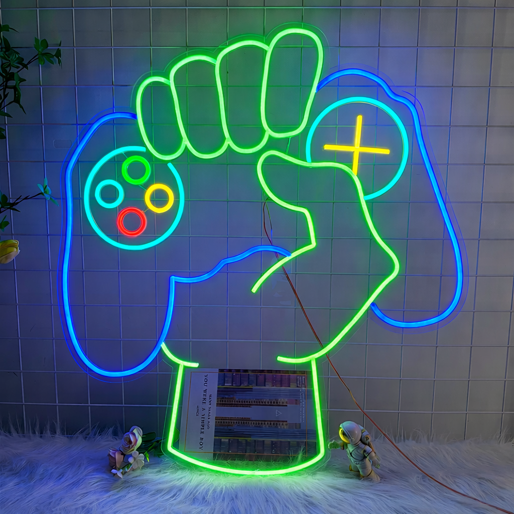Gaming Controller Hand Grip LED Neon Sign for Gamer Room & Esports Decor