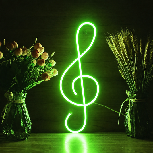 Music Note LED Neon Sign Blue White Treble Clef Neon Light Wall Decor for Bedroom Studio