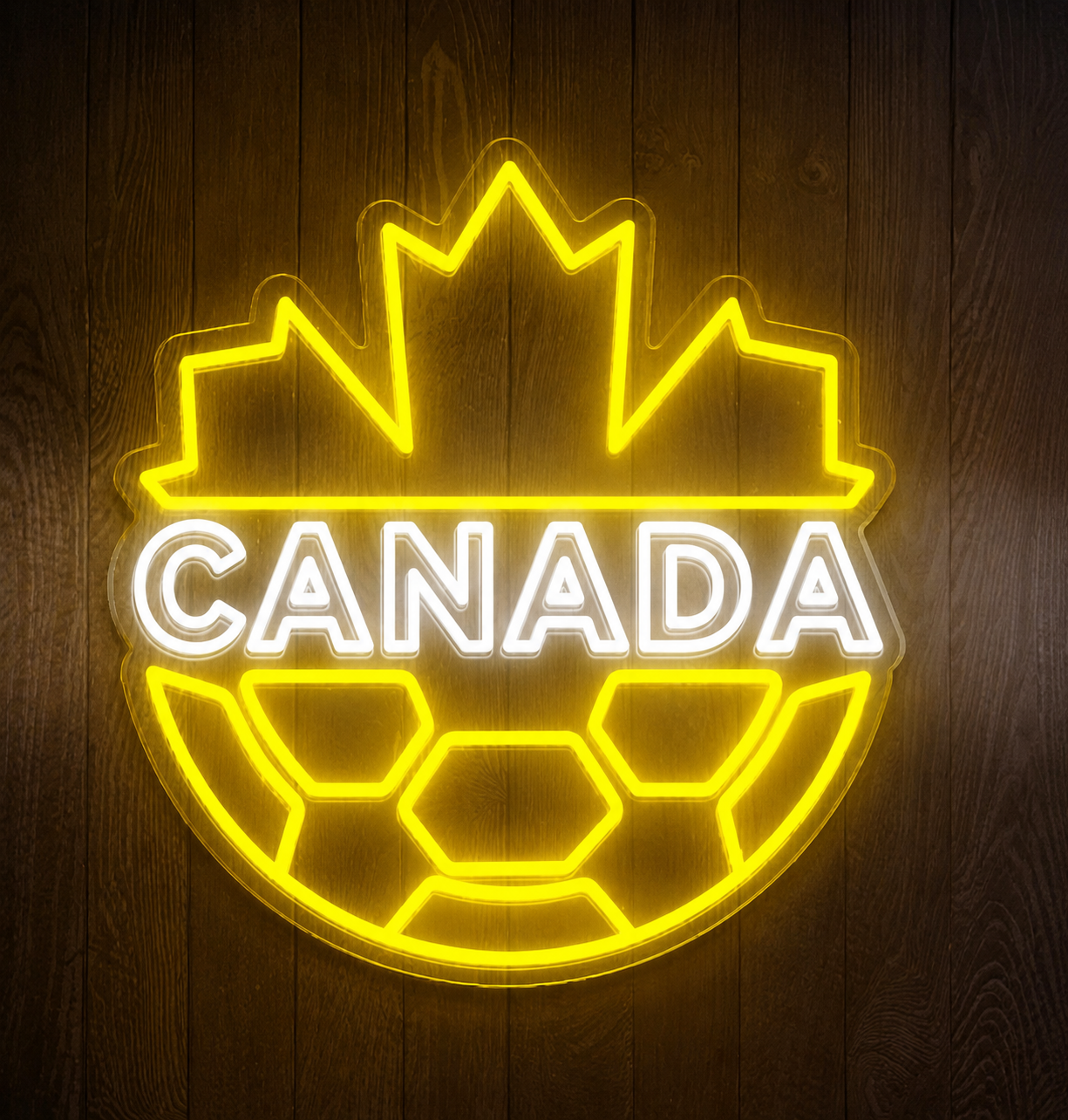 Canada Soccer LED Neon Sign Maple Leaf Football Neon Light Wall Decor for Sports Bar Game Room