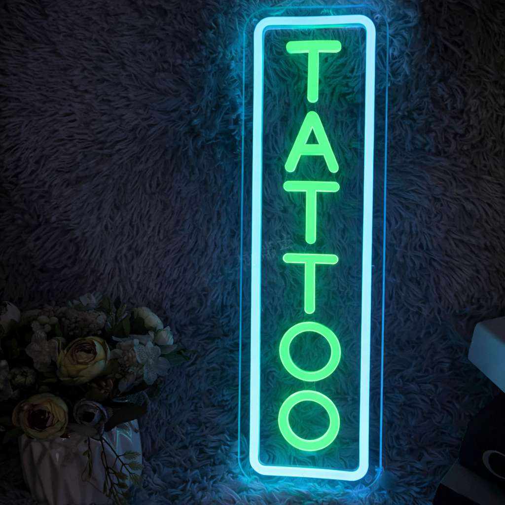 Vertical Tattoo Neon Sign LED Light for Shop Window Wall Decor