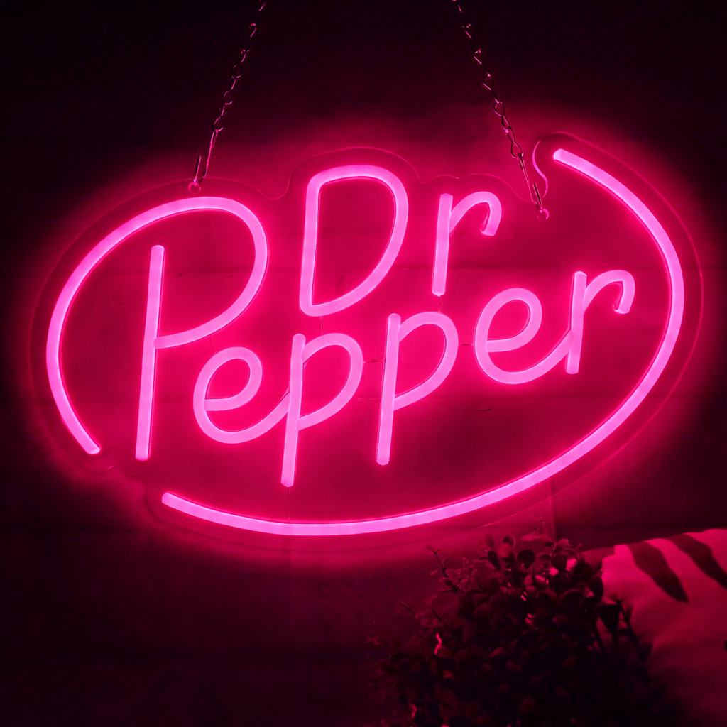 Dr Pepper Style Retro Script LED Neon Sign for Bar and Home Decor