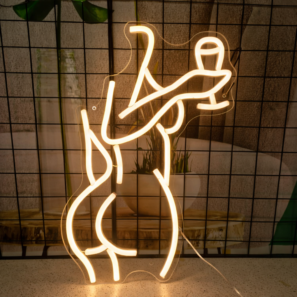 Abstract Female Body LED Neon Sign Pink Artistic Silhouette Neon Light for Bedroom Decor