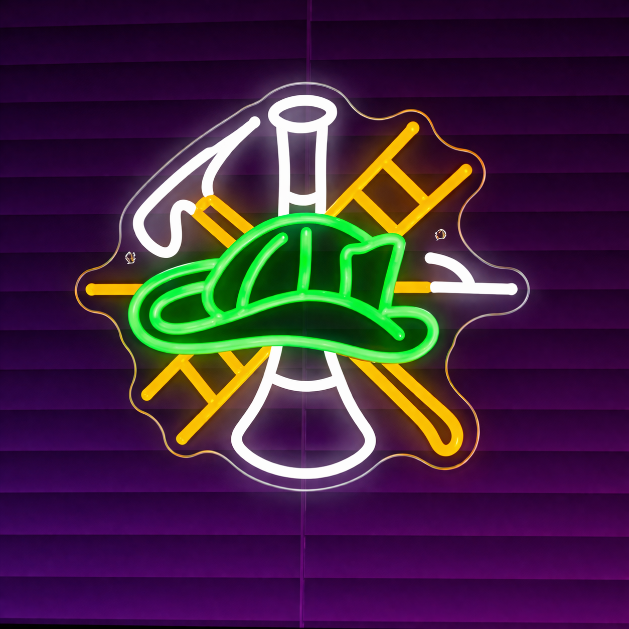 Firefighter Helmet & Tools LED Neon Sign for Firehouse Wall Decor