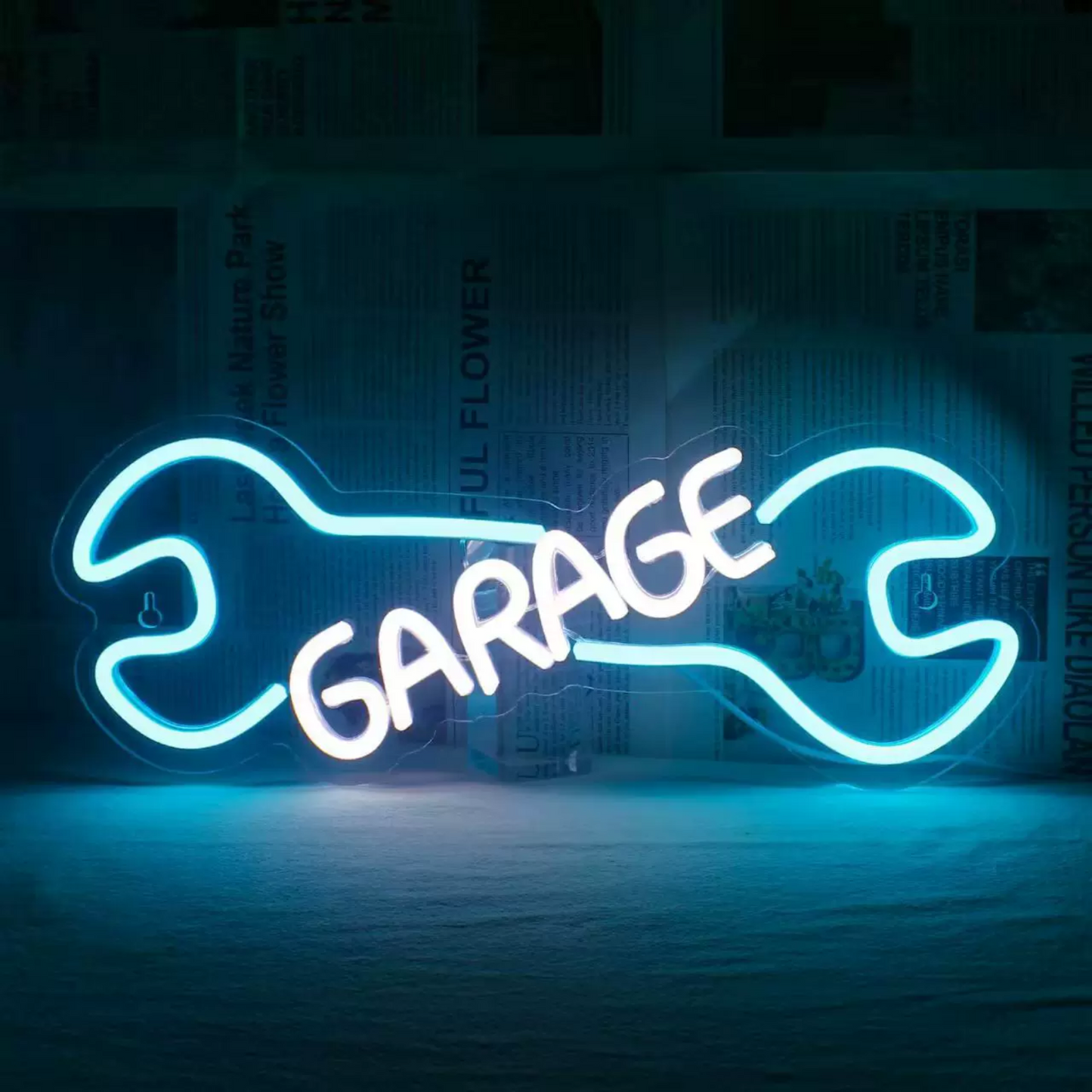 Personalized Garage LED Neon Sign with Wrench Custom Name Light for Workshop Decor