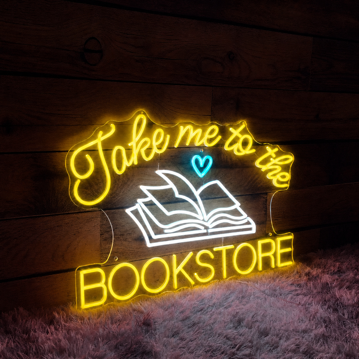 Take Me to the Bookstore LED Neon Sign Reading Lover Wall Decor Light for Library Bookshop Cafe