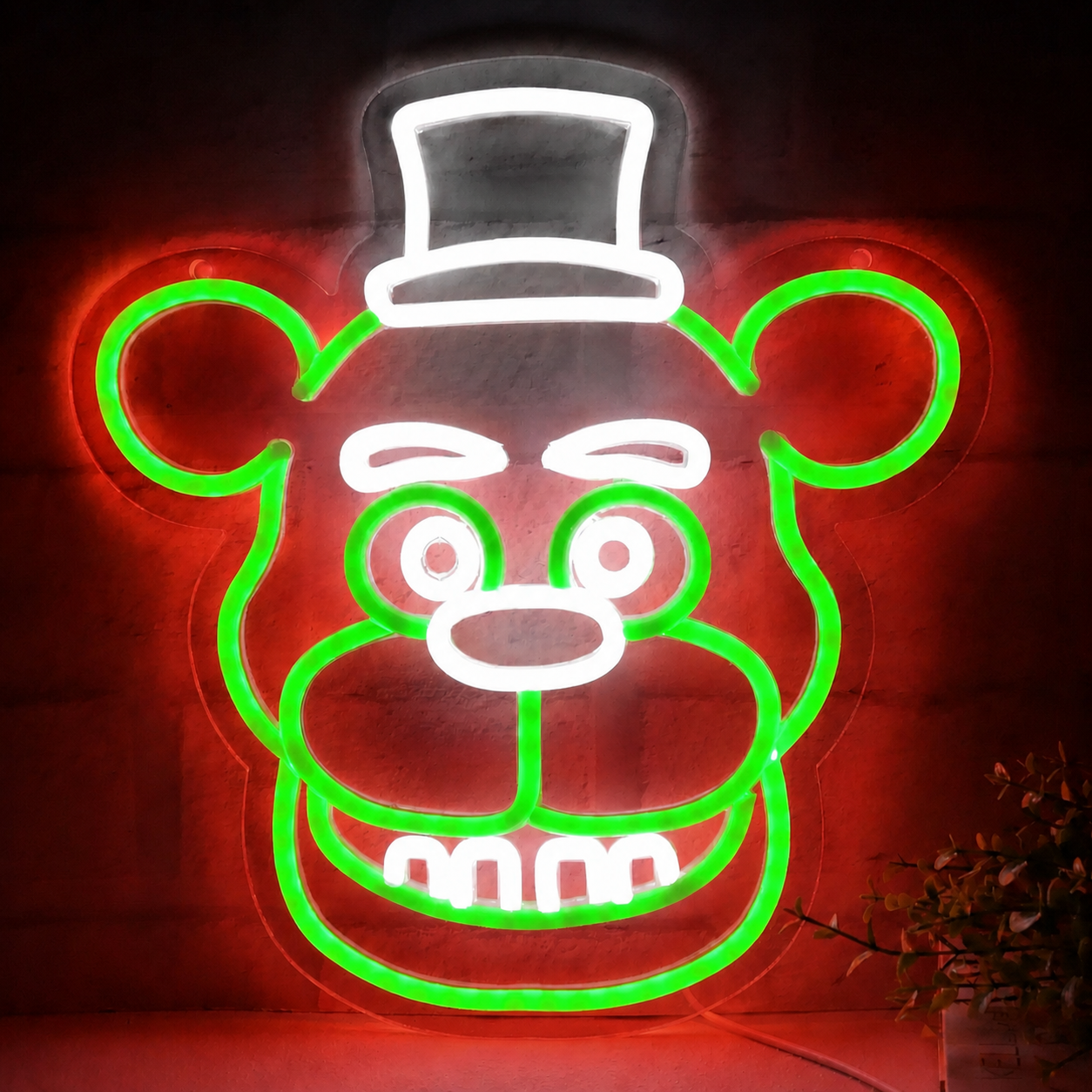 Cartoon Bear LED Neon Sign with Hat Funny Animal Face Neon Light Wall Decor for Kids Room Bar Game Room