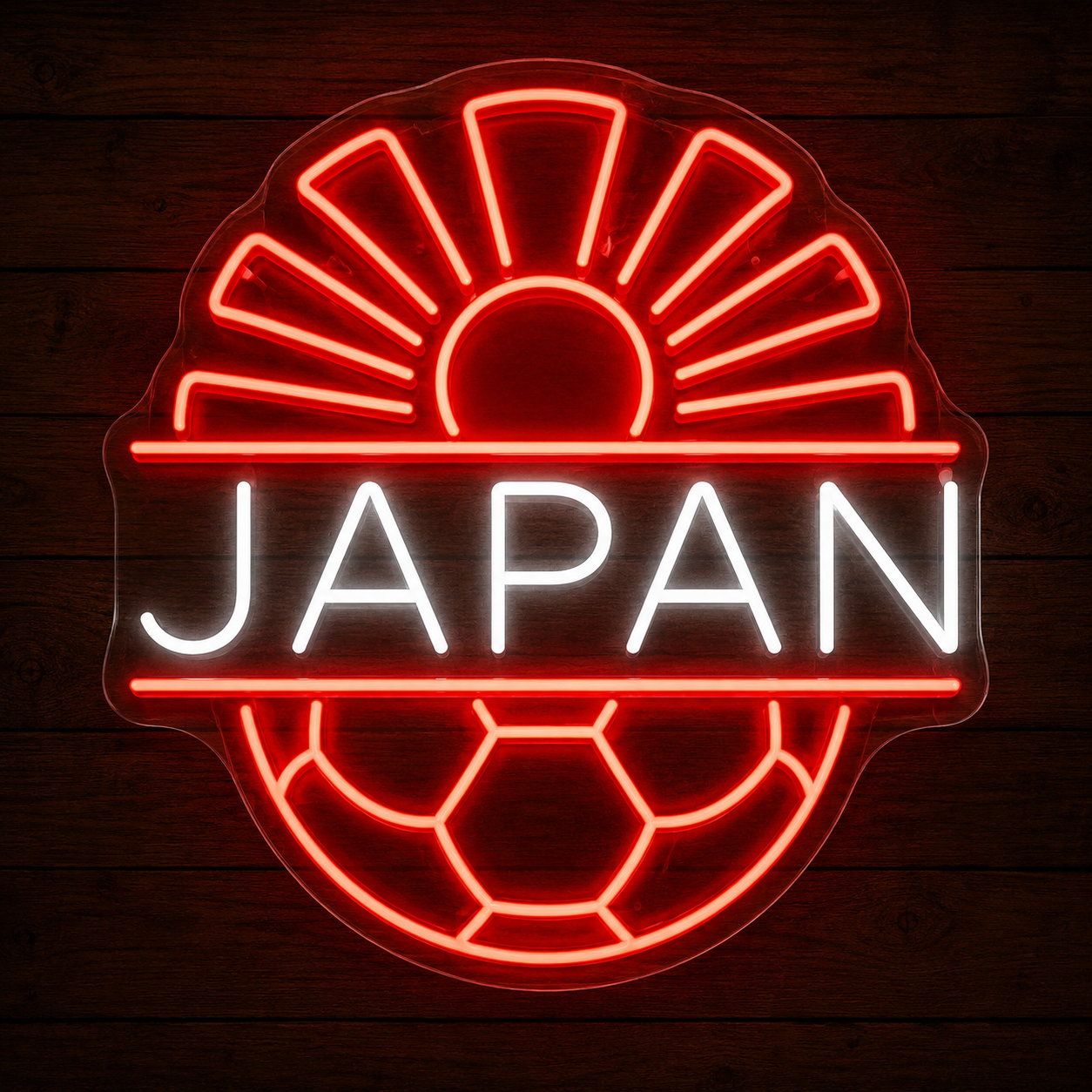 Japan Soccer LED Neon Sign Japanese Rising Sun Football Neon Light Wall Decor for Sports Bar Game Room