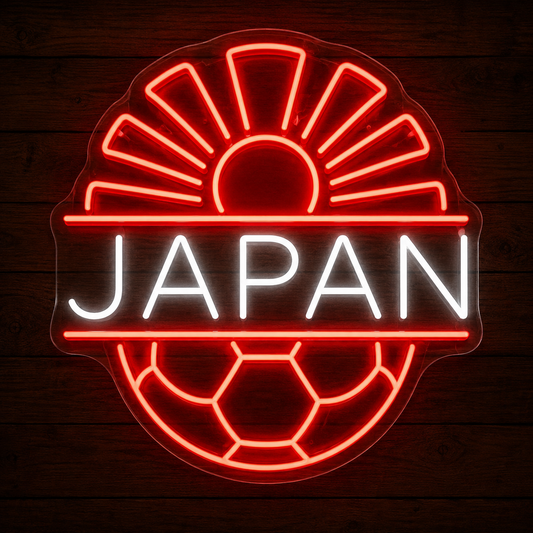 Japan Soccer LED Neon Sign Japanese Rising Sun Football Neon Light Wall Decor for Sports Bar Game Room