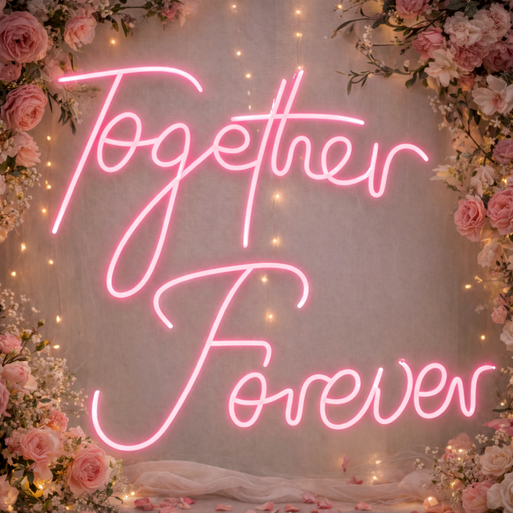 Together Forever Warm White LED Neon Sign Romantic Wedding Hanging Neon Light for Backdrop Decor