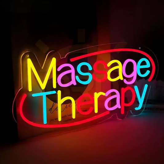 Massage Therapy LED Neon Sign in Multicolor for Spa Clinic and Wellness Center Decor
