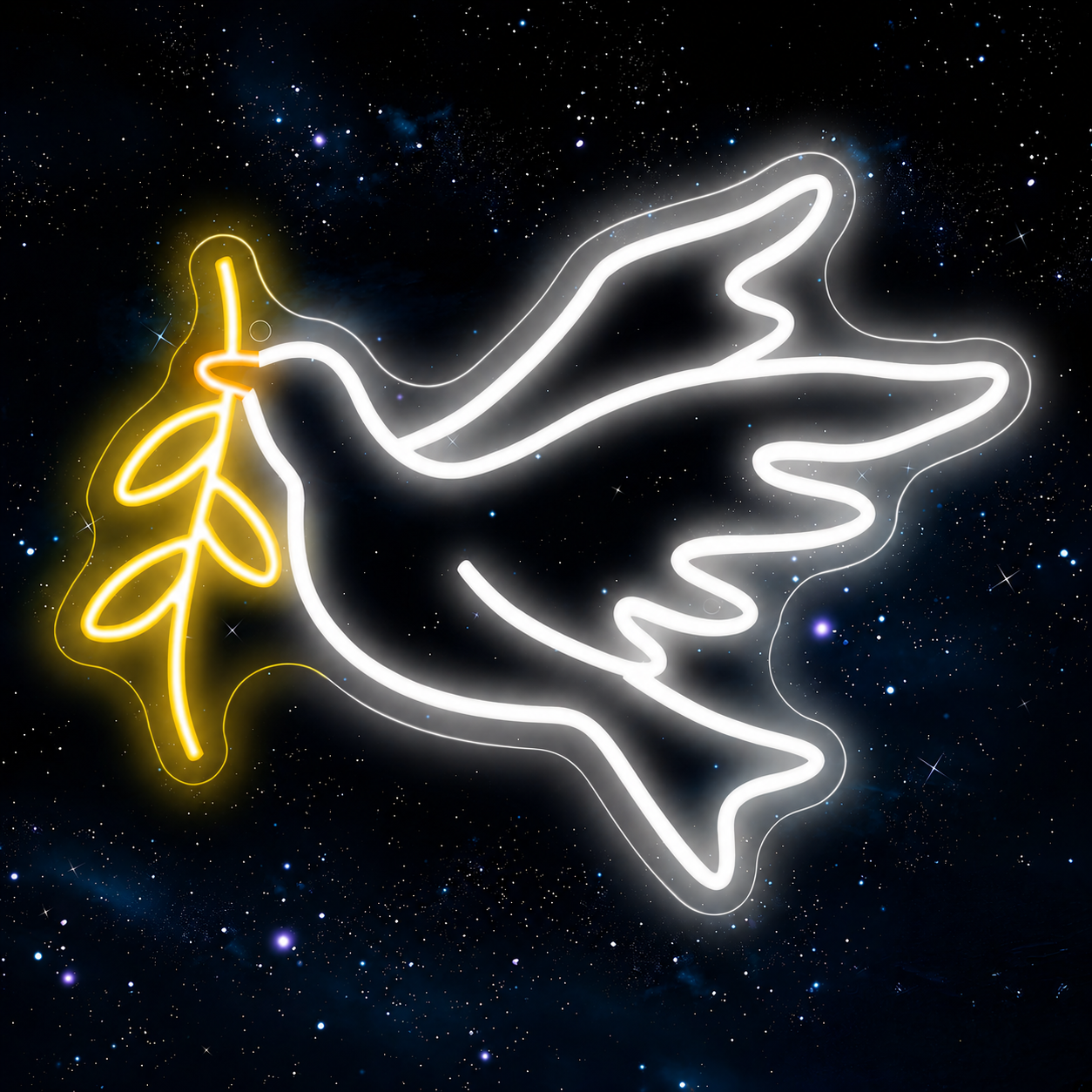 Peace Dove LED Neon Sign White Green Bird Neon Light Wall Decor for Bedroom Wedding