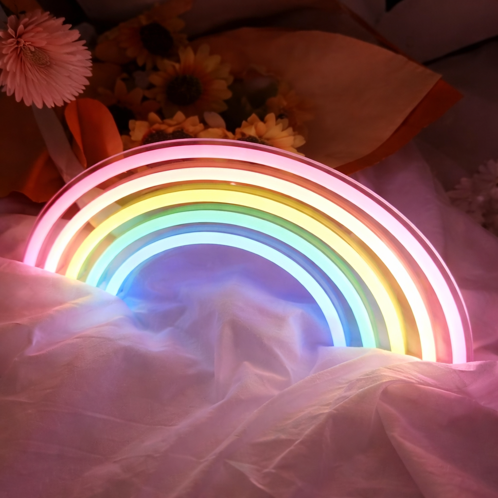 Rainbow LED Neon Sign for Bedroom Aesthetic Wall Decor Light