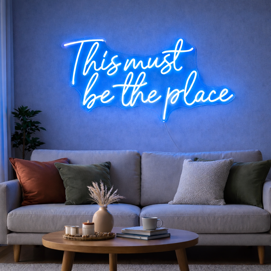 This Must Be The Place LED Neon Sign Red Script Neon Light for Home Bar Wall Decor