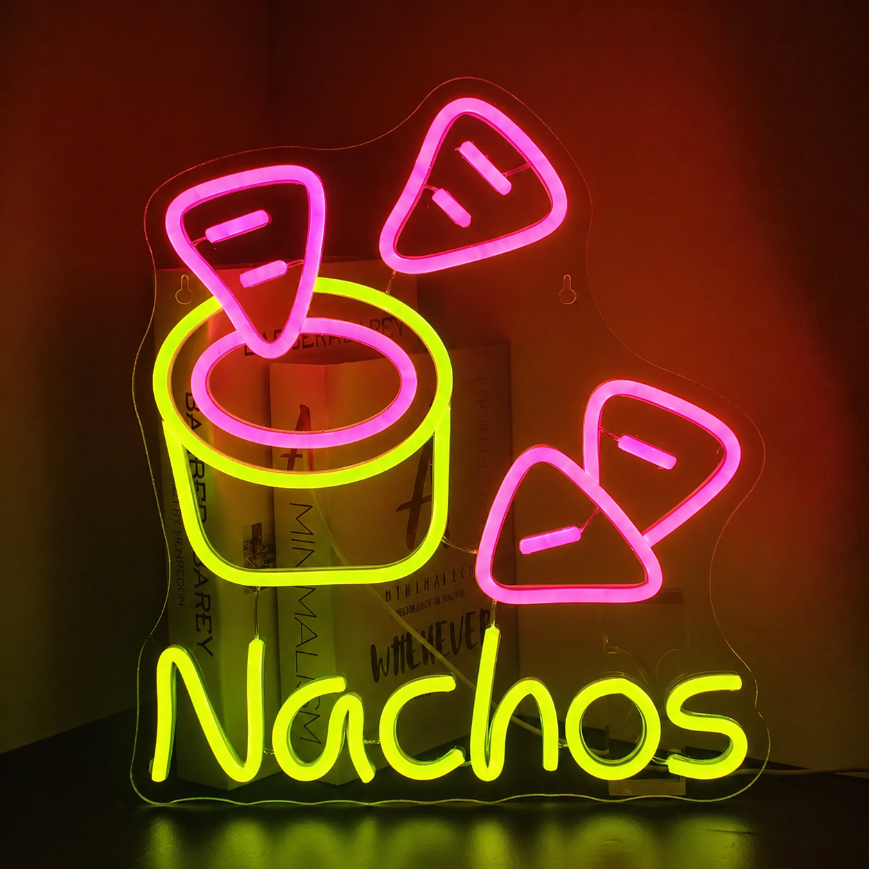 Nachos LED Neon Sign Chips & Dip Neon Light Wall Decor for Bar Kitchen Restaurant Party