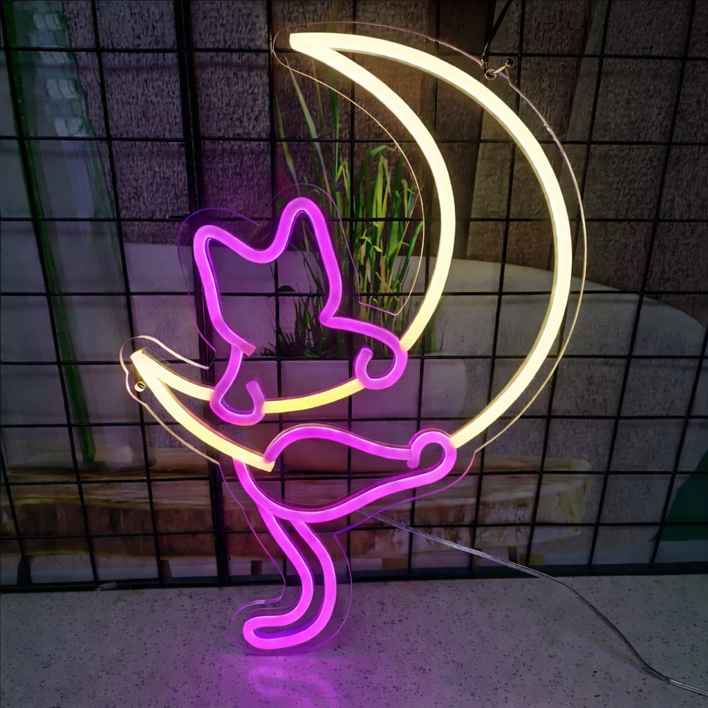 Abstract Wave LED Neon Mirror Sign for Modern Room, Bedroom & Aesthetic Decor