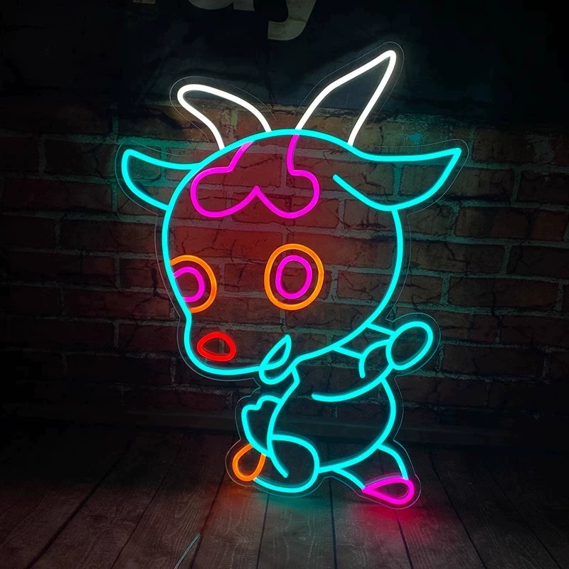 Cute Cow LED Neon Sign Cartoon Animal Neon Light for Kids Room Wall Decor