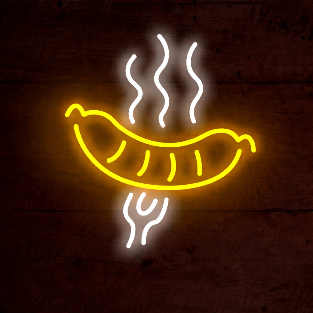 Grilled Sausage LED Neon Sign for Barbecue Kitchen and Food Stall Decor
