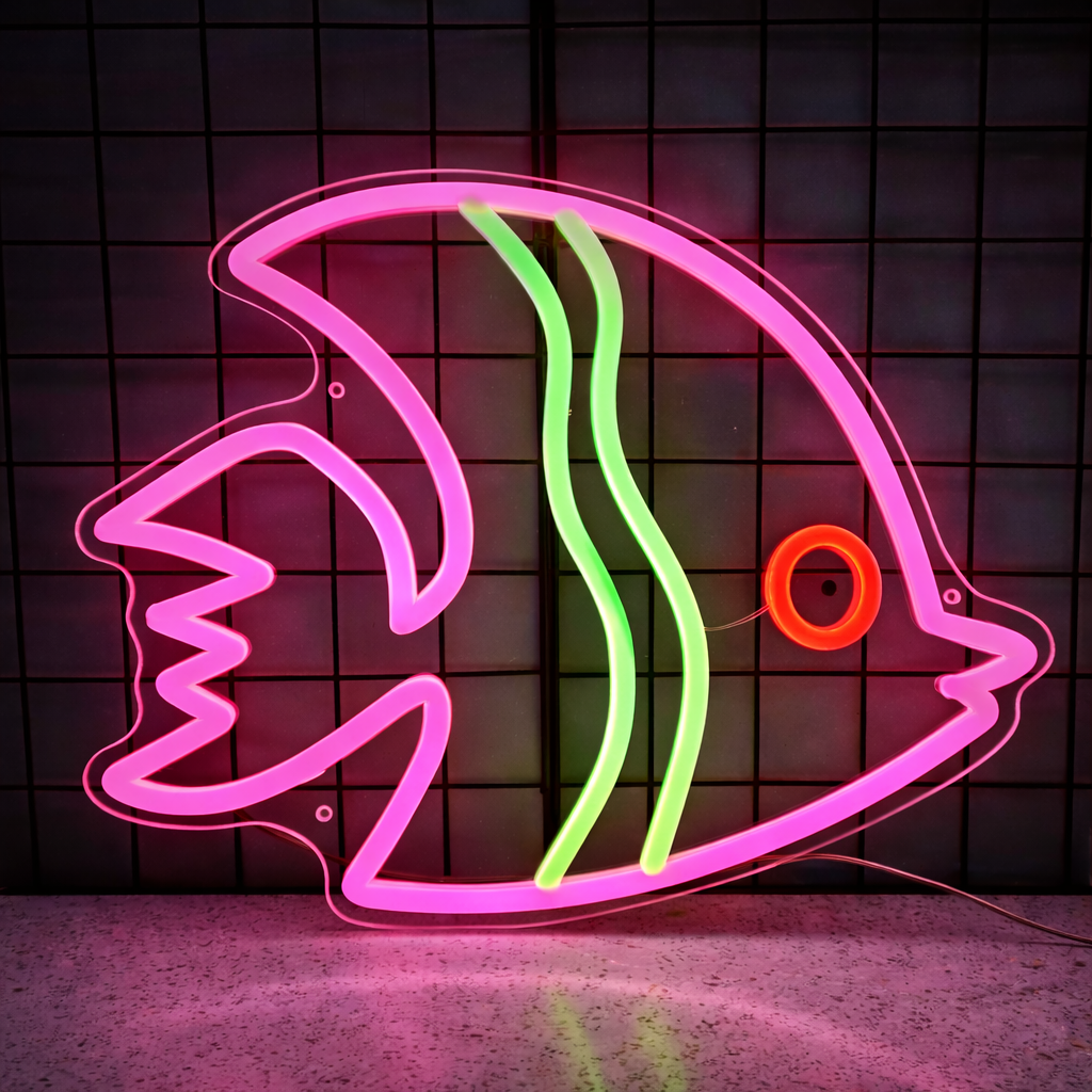 Minimalist Tropical Fish LED Neon Sign for Bar Aquarium Wall Decor