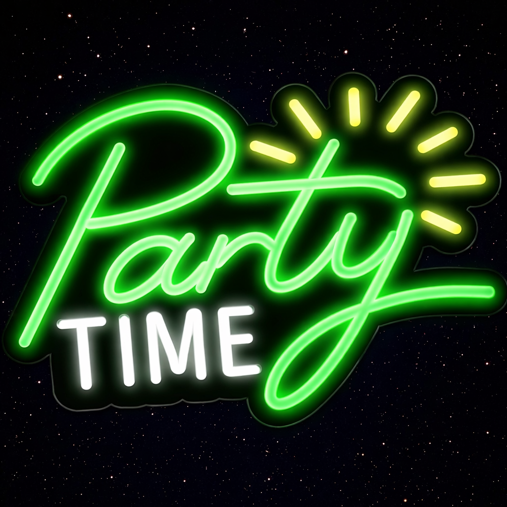 Party Time LED Neon Sign for Bar Birthday Party Decor
