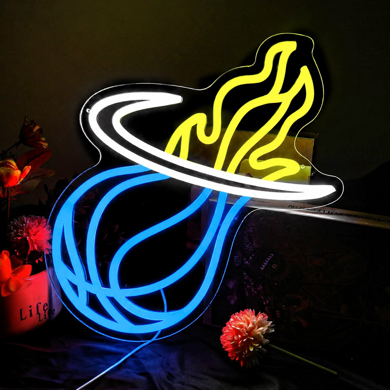 Miami Basketball LED Neon Sign Red Yellow Sports Neon Light Wall Decor for Bedroom Game Room