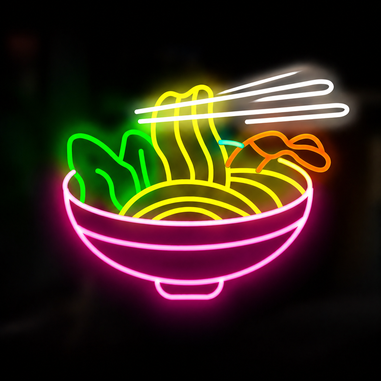 Ramen Noodle Bowl LED Neon Sign Chopsticks Food Neon Light Wall Decor for Restaurant Cafe Kitchen
