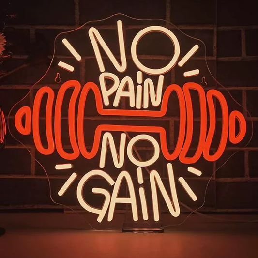 No Pain No Gain LED Neon Sign Gym Motivation Neon Light with Barbell for Fitness Wall Decor