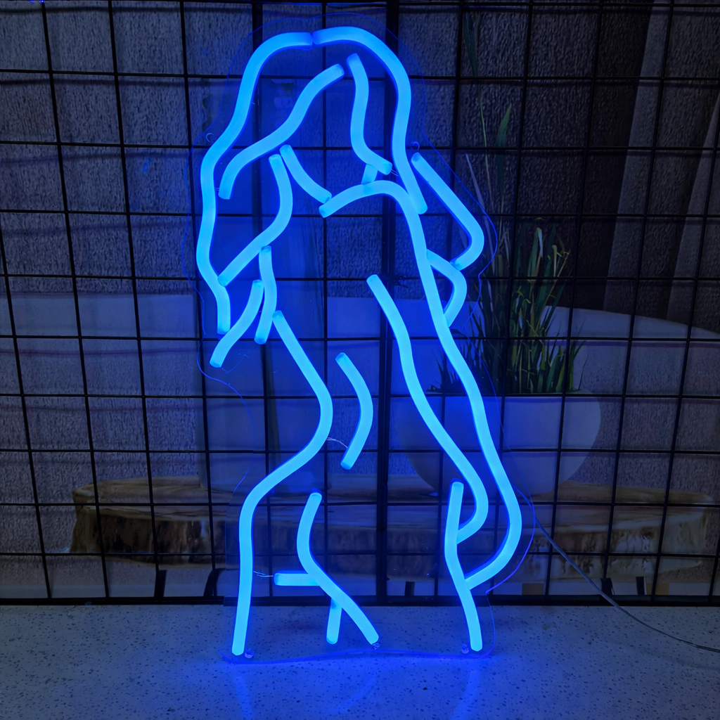 Full Body Woman Silhouette LED Neon Sign Pink Outline Neon Light for Bedroom Wall Decor