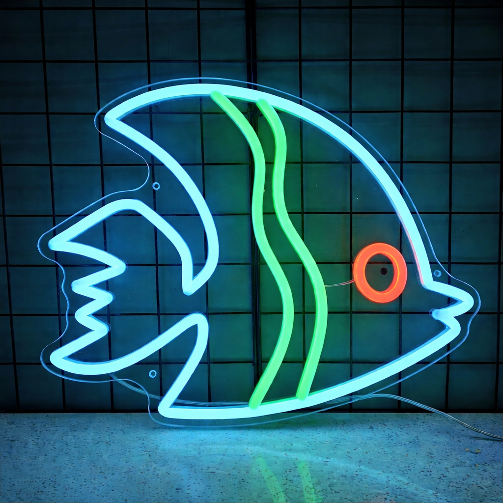 Minimalist Tropical Fish LED Neon Sign for Bar Aquarium Wall Decor