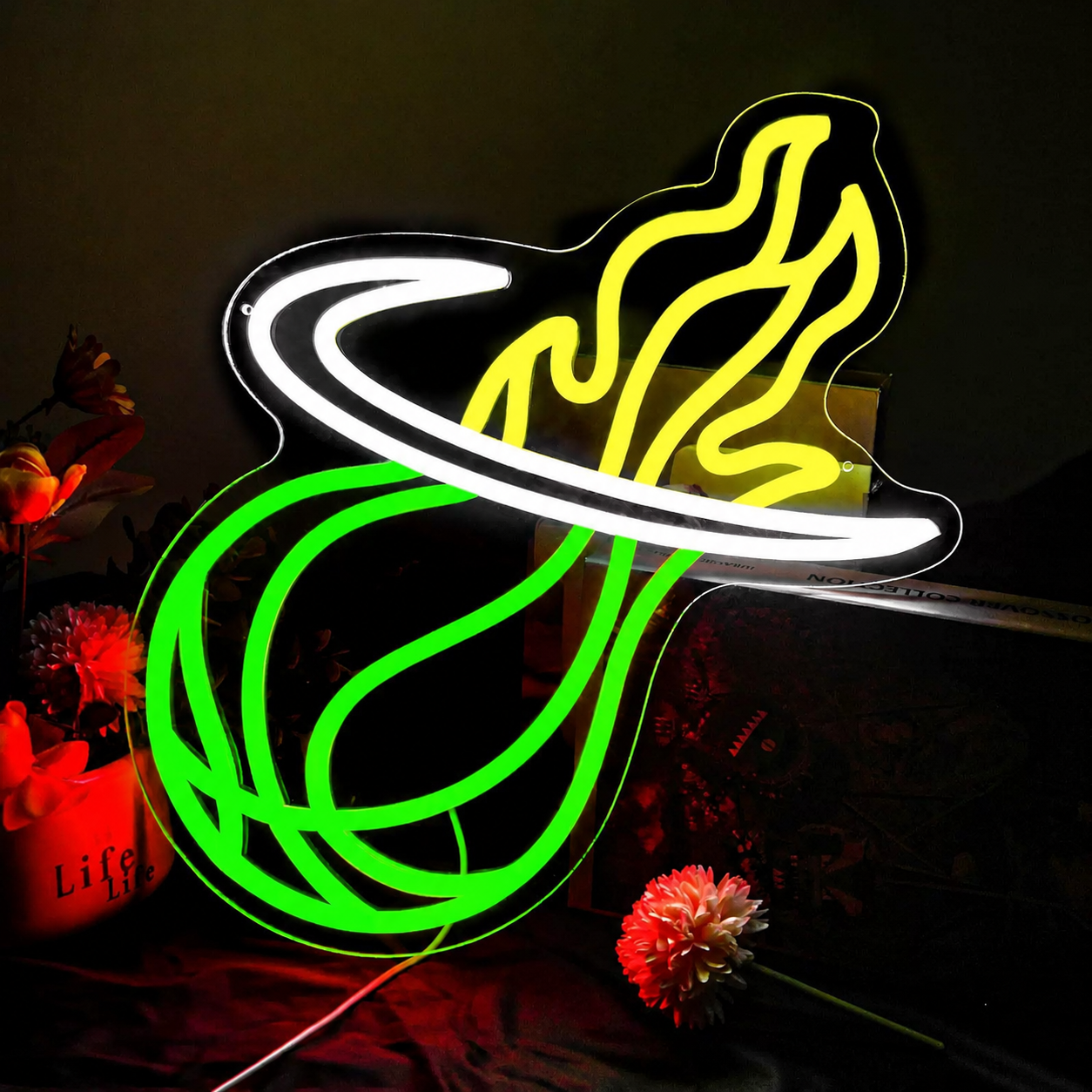 Miami Basketball LED Neon Sign Red Yellow Sports Neon Light Wall Decor for Bedroom Game Room