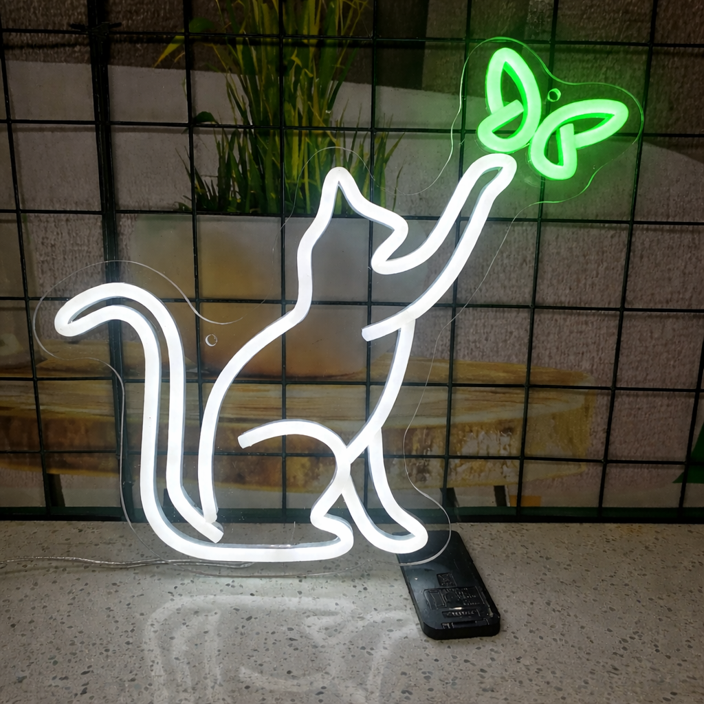 Butterfly LED Neon Mirror Sign for Vanity, Bedroom & Aesthetic Room Decor