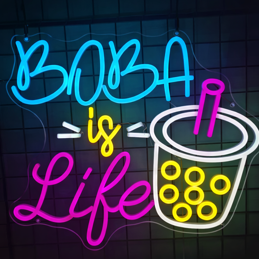 Boba Is Life LED Neon Sign Bubble Tea Neon Light for Cafe Shop Wall Decor