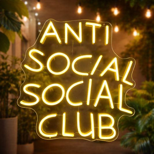 Anti Social Neon Sign LED Blue Neon Light Street Style Room Wall Decor