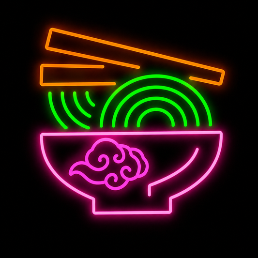 Colorful Ramen Bowl LED Neon Sign Modern Noodle Neon Light Wall Decor for Restaurant Cafe Kitchen