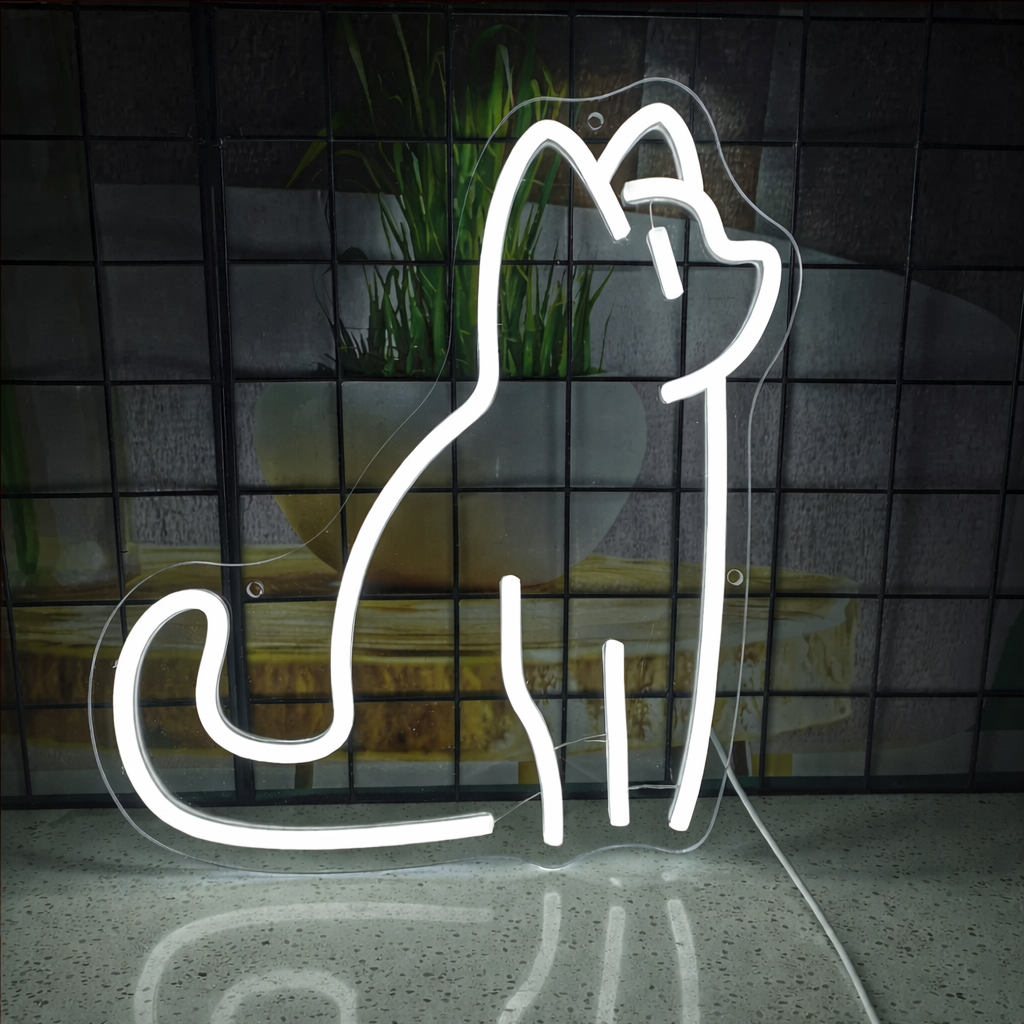 Minimalist Sitting Cat LED Neon Sign for Bedroom, Desk & Cozy Room Decor