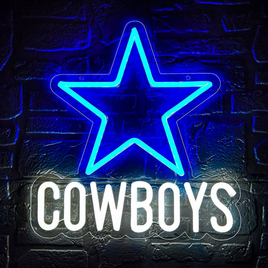 Cowboys Star LED Neon Sign for Sports Bar and Fan Room Decor