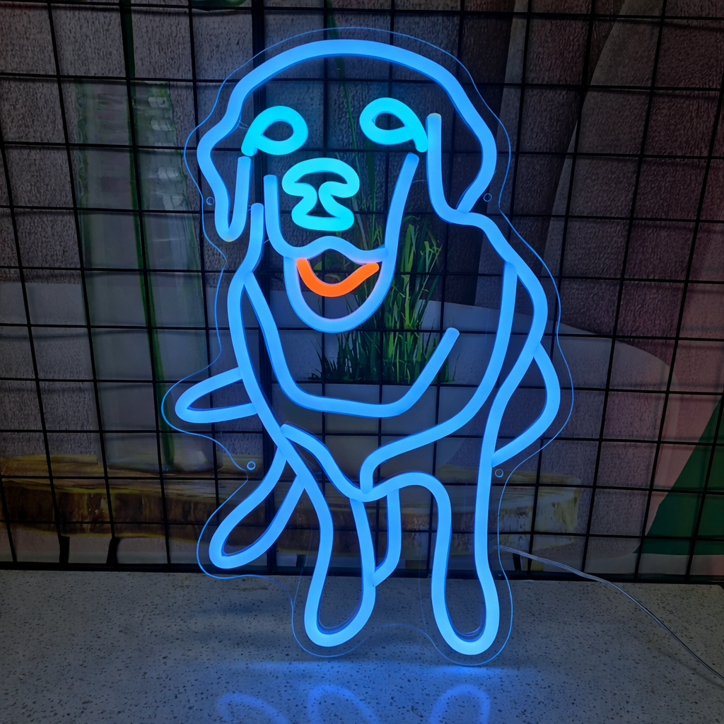 Cute Animal LED Neon Mirror Sign for Kids Room, Bedroom & Playful Decor