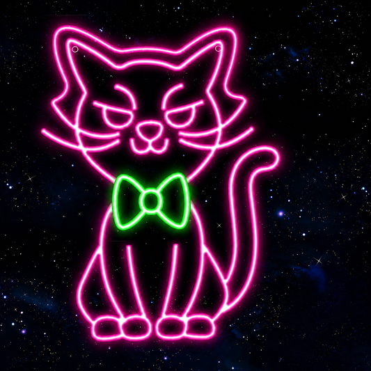 Cat LED Neon Sign Pink Blue Cute Kitty Neon Light Wall Decor for Bedroom Pet Room