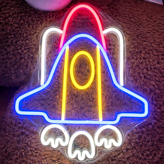 Rocket LED Neon Sign for Kids Room Space Wall Decor